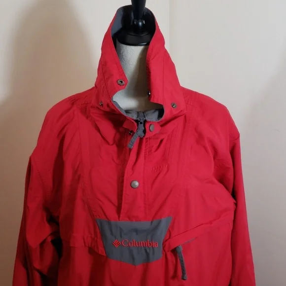 Columbia Men's Waterproof Red Gray 3/4 Zip Pullover Jacket/Windbreaker, Size L - Picture 6 of 11